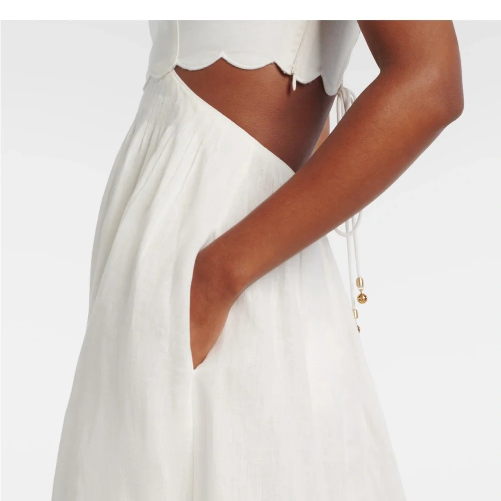 Zimmermann Rhiannon Scalloped Linen Midi Dress - Picture 10 of 15